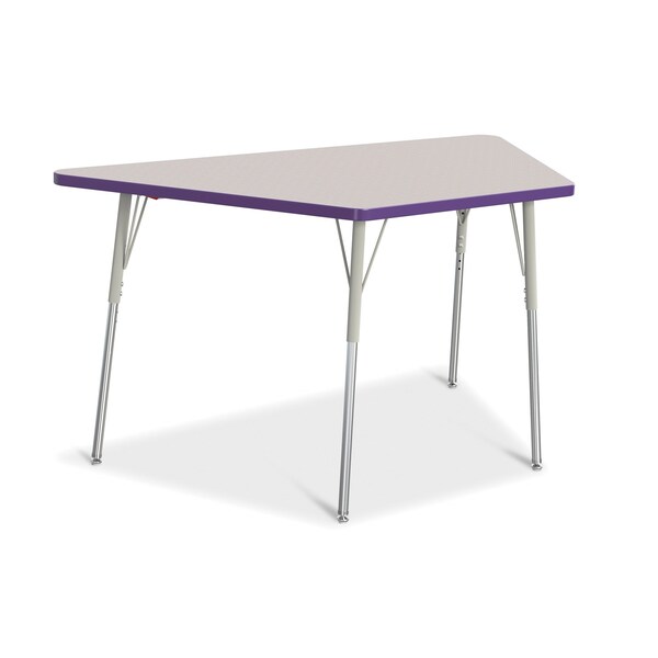 Jonti-Craft Berries Trapezoid Activity Tables, 30 in. x 60 in., A-height, Freckled Gray/Purple/Gray 6443JCA004 - main